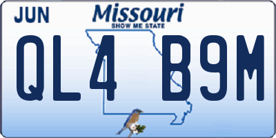 MO license plate QL4B9M