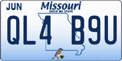 MO license plate QL4B9U