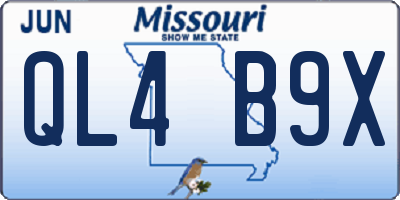 MO license plate QL4B9X