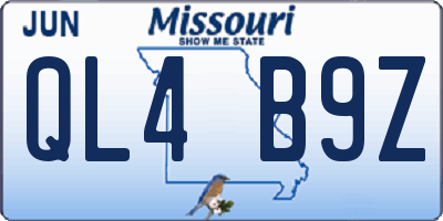 MO license plate QL4B9Z
