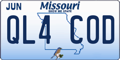 MO license plate QL4C0D
