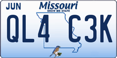MO license plate QL4C3K