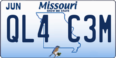 MO license plate QL4C3M