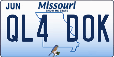 MO license plate QL4D0K