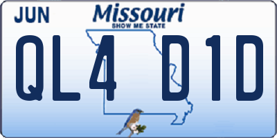 MO license plate QL4D1D
