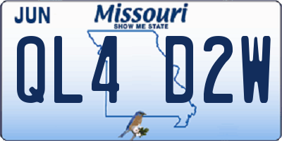MO license plate QL4D2W
