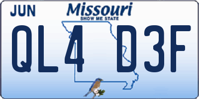 MO license plate QL4D3F
