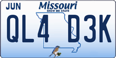 MO license plate QL4D3K
