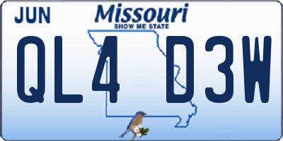 MO license plate QL4D3W