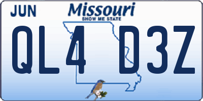 MO license plate QL4D3Z