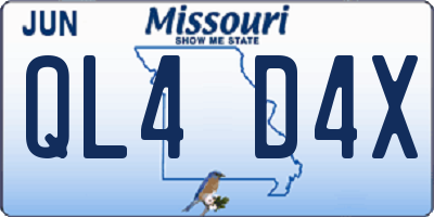 MO license plate QL4D4X