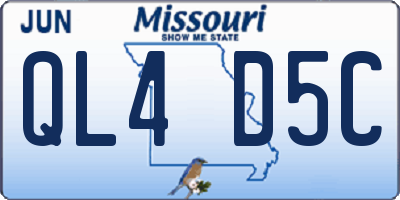MO license plate QL4D5C