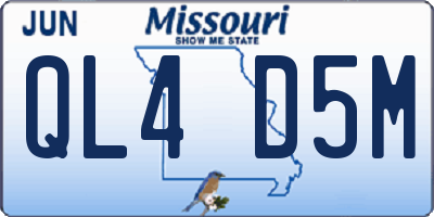 MO license plate QL4D5M