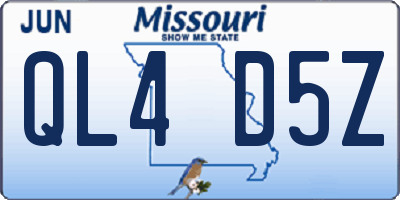 MO license plate QL4D5Z