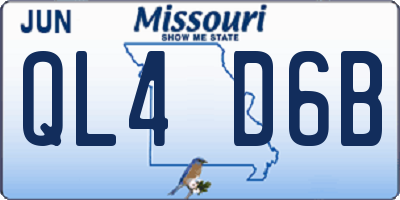 MO license plate QL4D6B