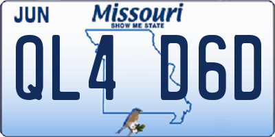 MO license plate QL4D6D