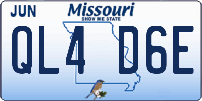 MO license plate QL4D6E