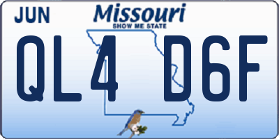 MO license plate QL4D6F