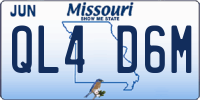 MO license plate QL4D6M