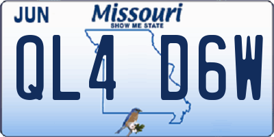 MO license plate QL4D6W