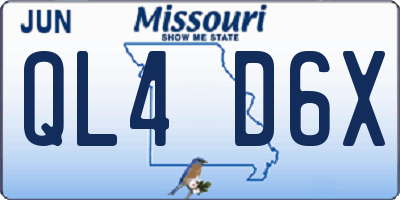 MO license plate QL4D6X