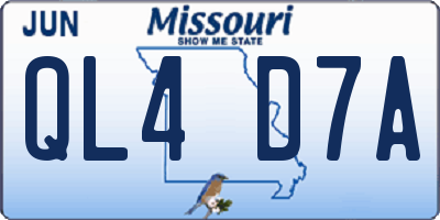 MO license plate QL4D7A