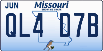 MO license plate QL4D7B