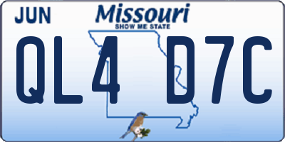 MO license plate QL4D7C