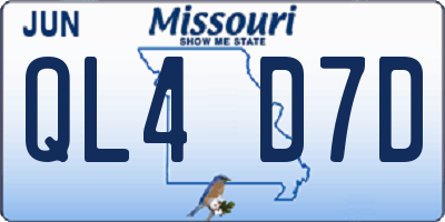 MO license plate QL4D7D
