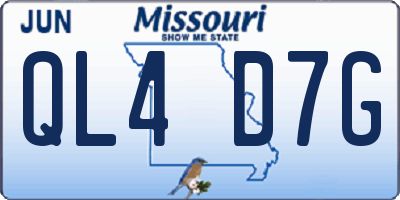 MO license plate QL4D7G