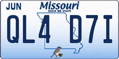 MO license plate QL4D7I