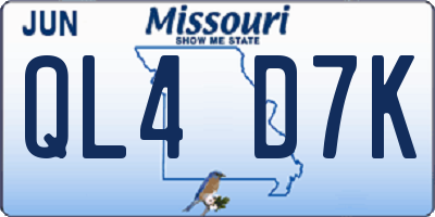 MO license plate QL4D7K