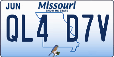 MO license plate QL4D7V