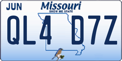 MO license plate QL4D7Z