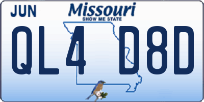 MO license plate QL4D8D
