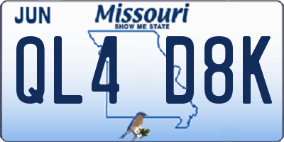 MO license plate QL4D8K