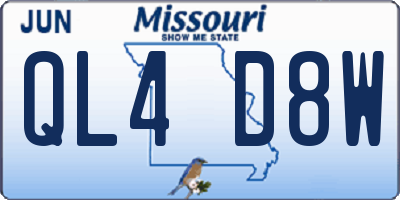 MO license plate QL4D8W