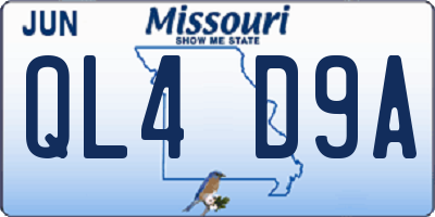 MO license plate QL4D9A