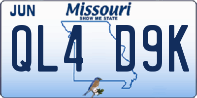 MO license plate QL4D9K
