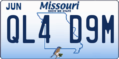 MO license plate QL4D9M