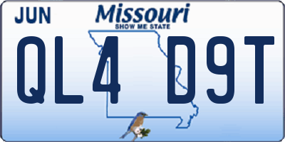 MO license plate QL4D9T