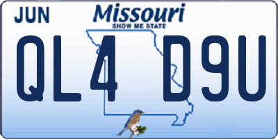 MO license plate QL4D9U