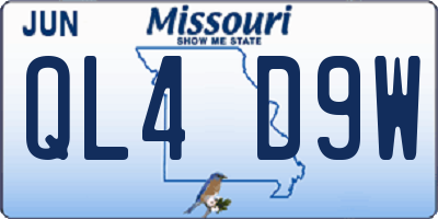 MO license plate QL4D9W