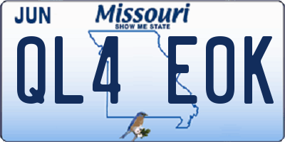 MO license plate QL4E0K