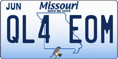 MO license plate QL4E0M