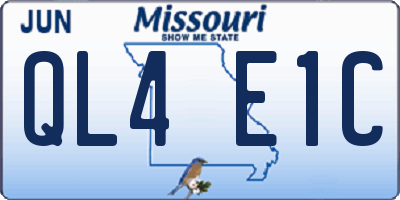 MO license plate QL4E1C