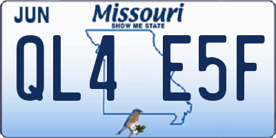 MO license plate QL4E5F