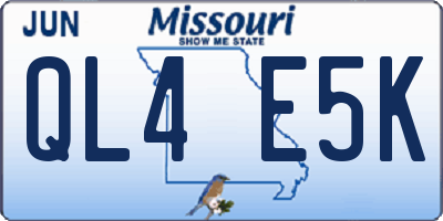 MO license plate QL4E5K