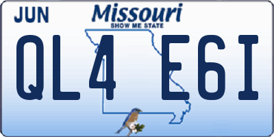 MO license plate QL4E6I