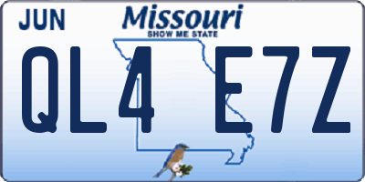 MO license plate QL4E7Z